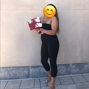 Black strapless pant romper